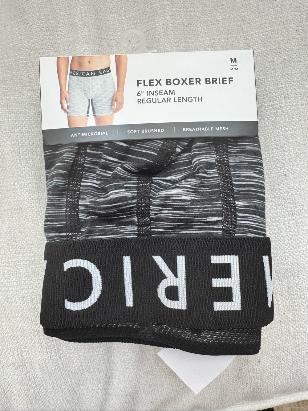 American Eagle Outfitters Flex Boxer Brief - Black Gray Space Dye (M)